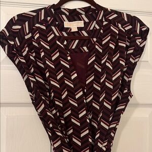 Michael Kors Women's Chevron Blouse - Burgundy Black, Pink, and Cream jumpsuit